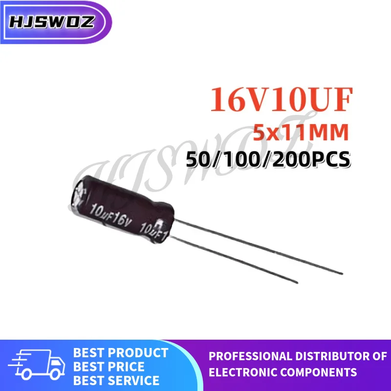50-200PCS 10uF 16V  5x11MM 16V10uF 5*11mm 16V10UF Audio Aluminum Electrolytic Capacitor Brand New In Stock