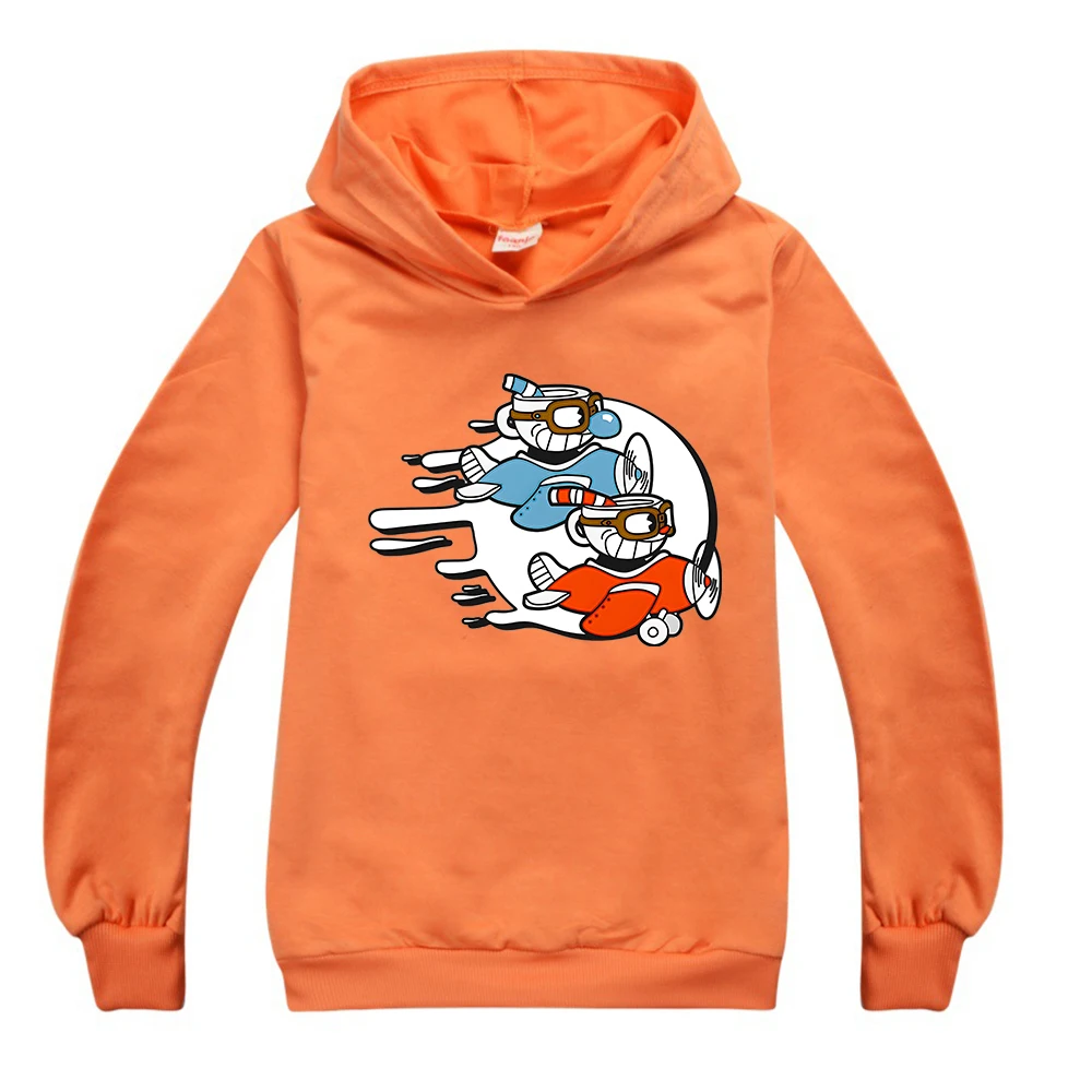 Kids Kawaii Cuphead Print Hoodies Children Clothing Baby Boys/Girls Clothes Long Sleeve Autumn Streetwears 100% Cotton 2-15Y