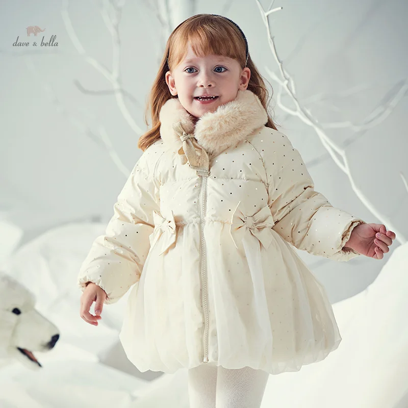 Dave Bella Children Girls Down Jacket 2023 Winter New Fashion Casual Padding Coat Noble Sweet Outerwear Party Outdoor DB4238146