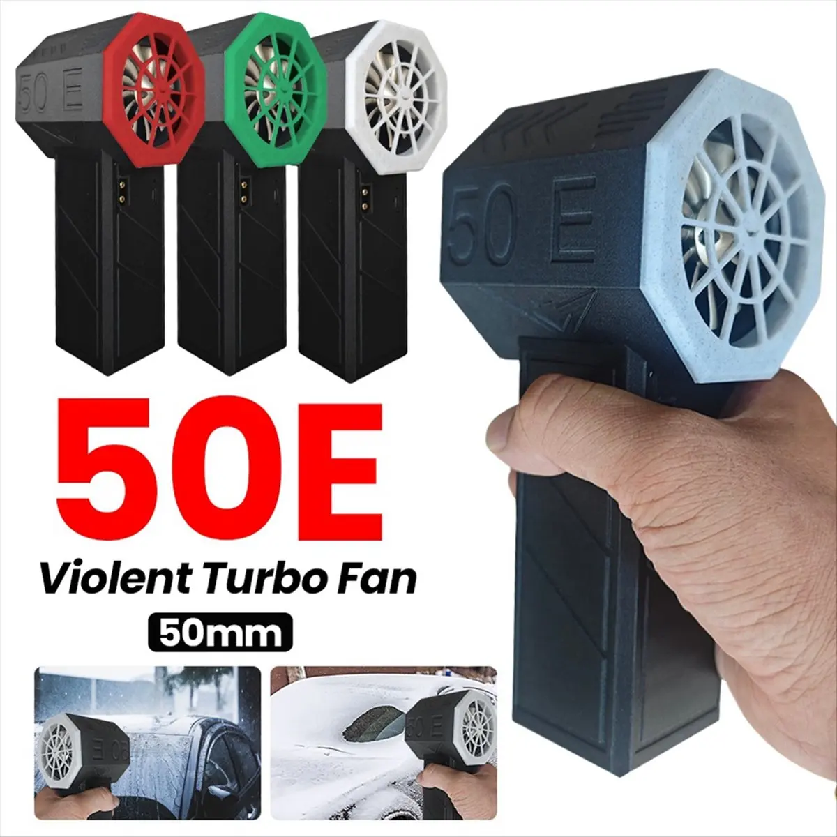 

HGHO 50E Handheld Turbo Jet Fan Car Violent Air Blower 50mm Brushless Motor Powerful Electric Dust Blower Black&White Gray