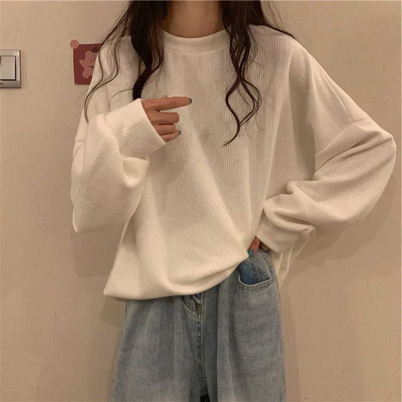 Cotton Long-sleeved Sweater Women's Autumn Clothing Bottomed Loose Top