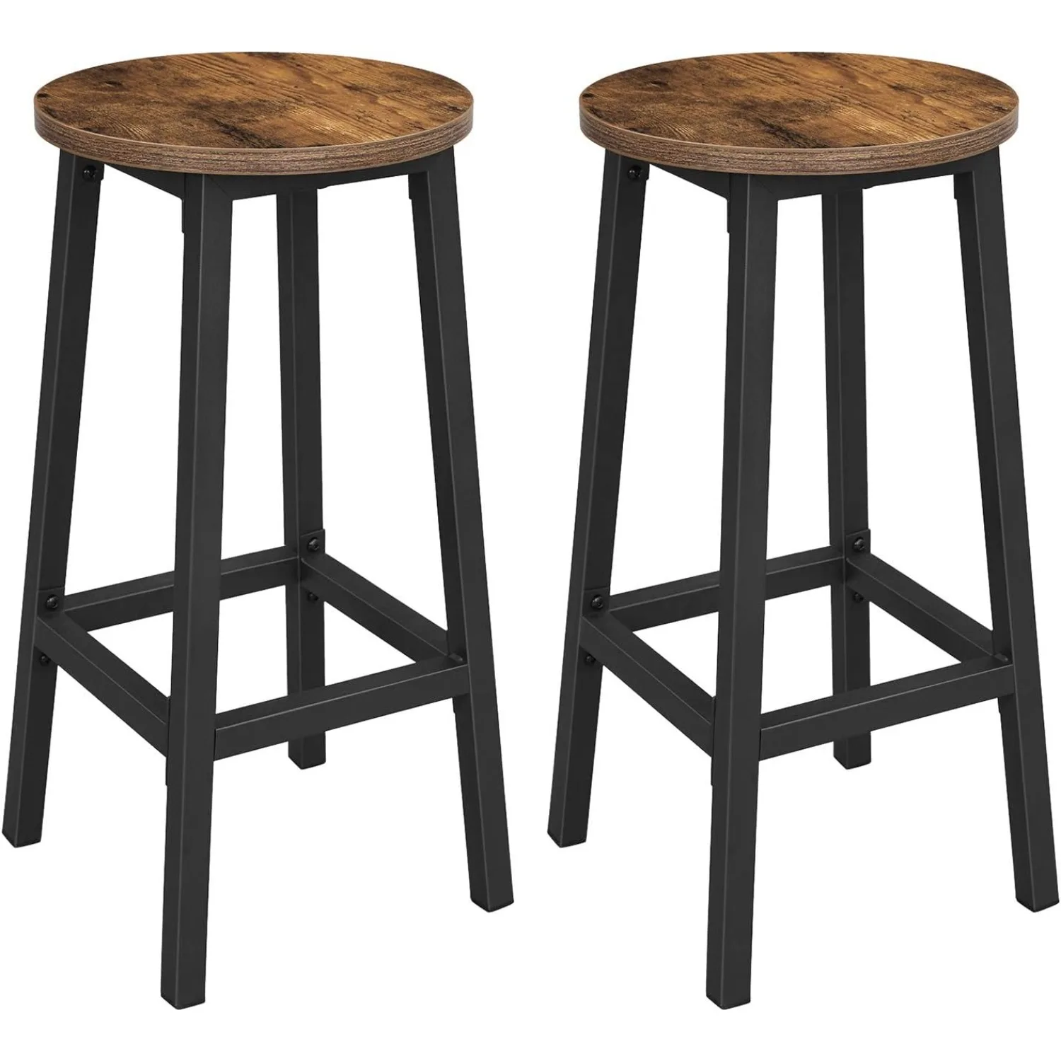 VASAGLE Bar Stools, Set of 2 Bar Chairs, Steel Frame, 25.6 Inch Tall, for Kitchen Dining, Easy Assembly, Industrial Design