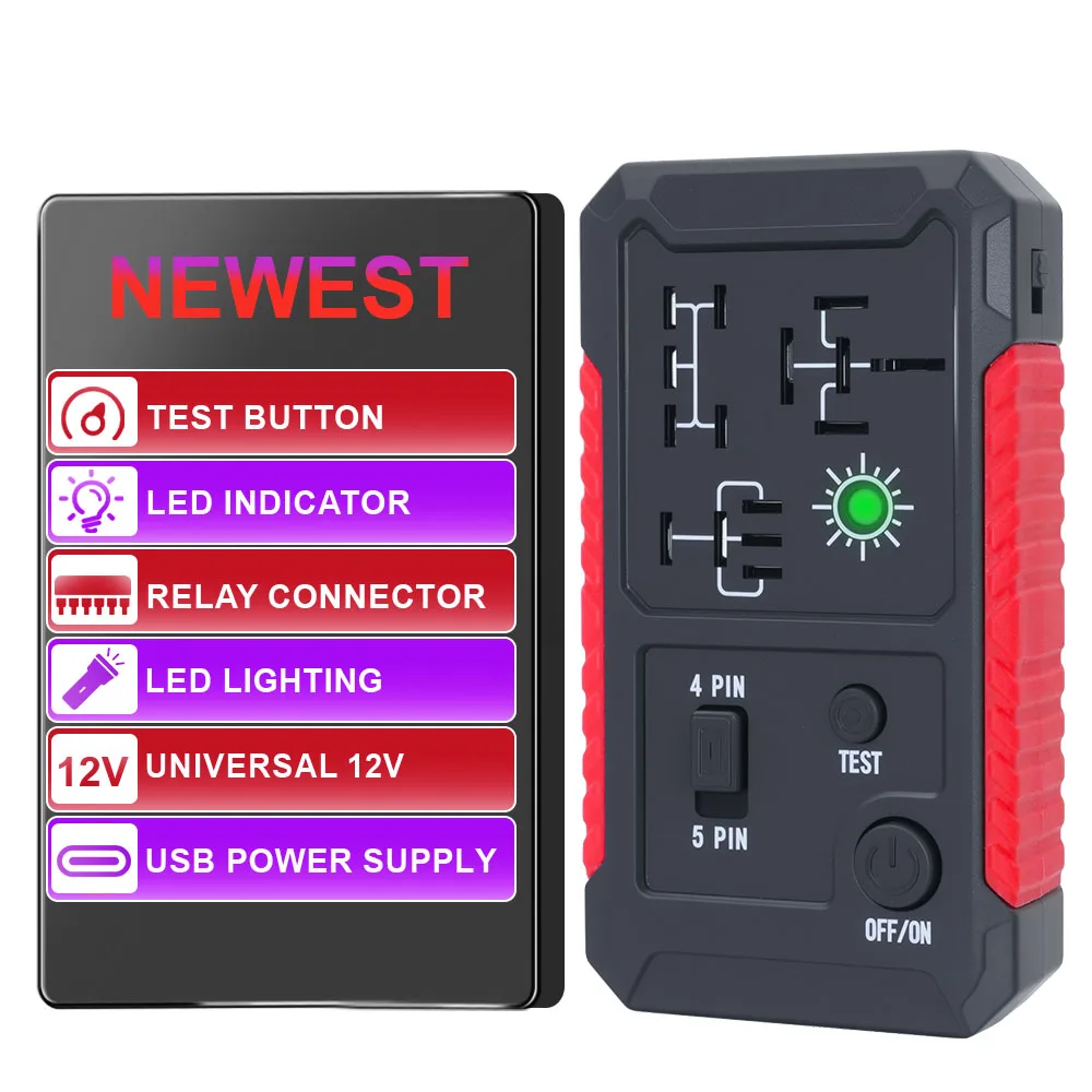 2025 Type C Port 12V Circuit Tester Car Battery Checker LED Lighting Car Relay Tester Automotive Electronic LED Indicator