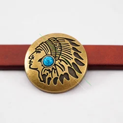 10pcs Retro Brass Turquoise southeast Southwest Indian Head Dress Leathercraft Belt Conchos For leather Handbag Screw Back