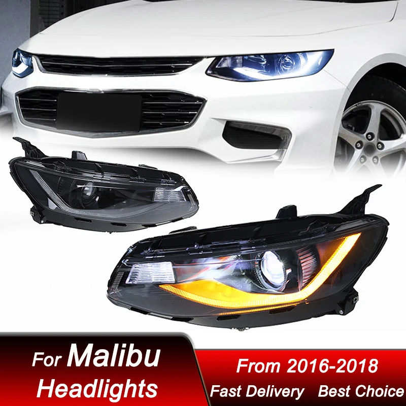 

Поп-автомобильные светодиодные фары для Chevrolet Malibu XL 2016-2018, новый стиль, полностью светодиодные автомобильные фары в сборе, аксессуары для линз проектора Ki