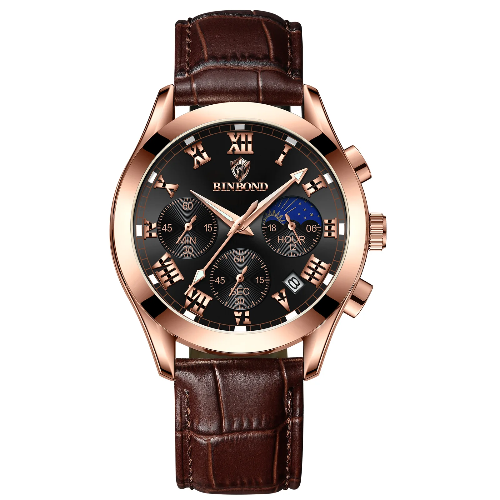 Brand Men Watch Business Sports Three Eye Six Needle Chronograph Watches Waterproof Luminous Male Fashion Quartz Wristwatches