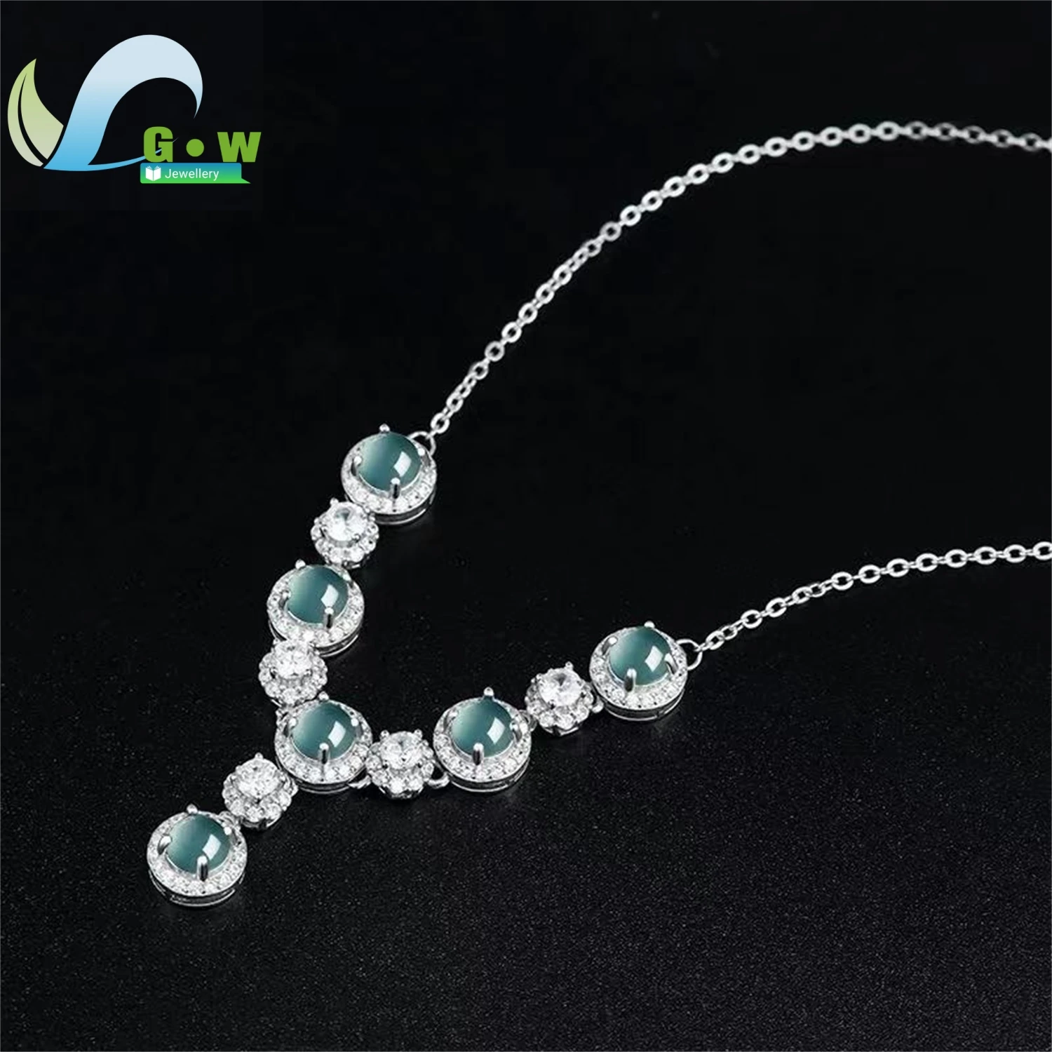 Natural A Grade Jadeite Blue Water Cabochon Pendant Icy Women's Daily Classic Minimalist Style Ethnic Style Jewelry Gift