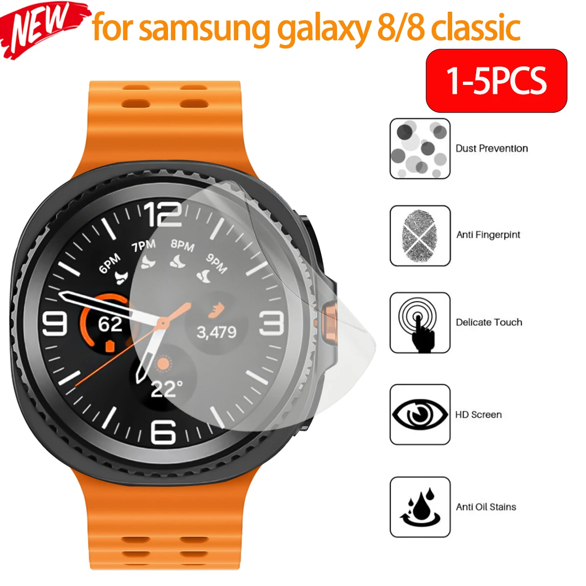 Película de hidrogel para samsung galaxy watch 8/8, protetor de tela clássico anti-arranhões para galaxy watch 8 40 44, acessórios para smartwatch