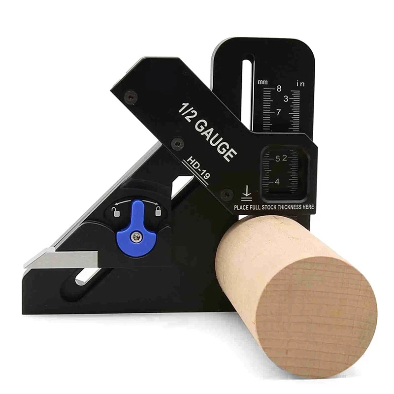 Center Finder or Tenon Dovetail Jig - Aluminum Alloy Center Scriber Marking Gauge, Woodworking 45 Degree Angle Marker