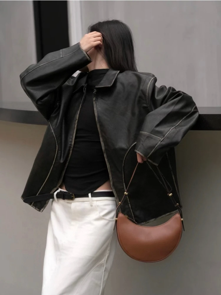 Elegante Lady Hobos Crescent Bag, com design francês, bolsa meia lua, bolsa de axilas com zíper viajante, bolsa tiracolo casual com todos os fósforos