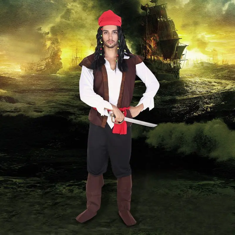 الكاريبي القراصنة تأثيري حلي loween الاسمية الرجال النساء الزي ular فيلم التلفزيون زي العرقية مرحلة الأداء الملابس