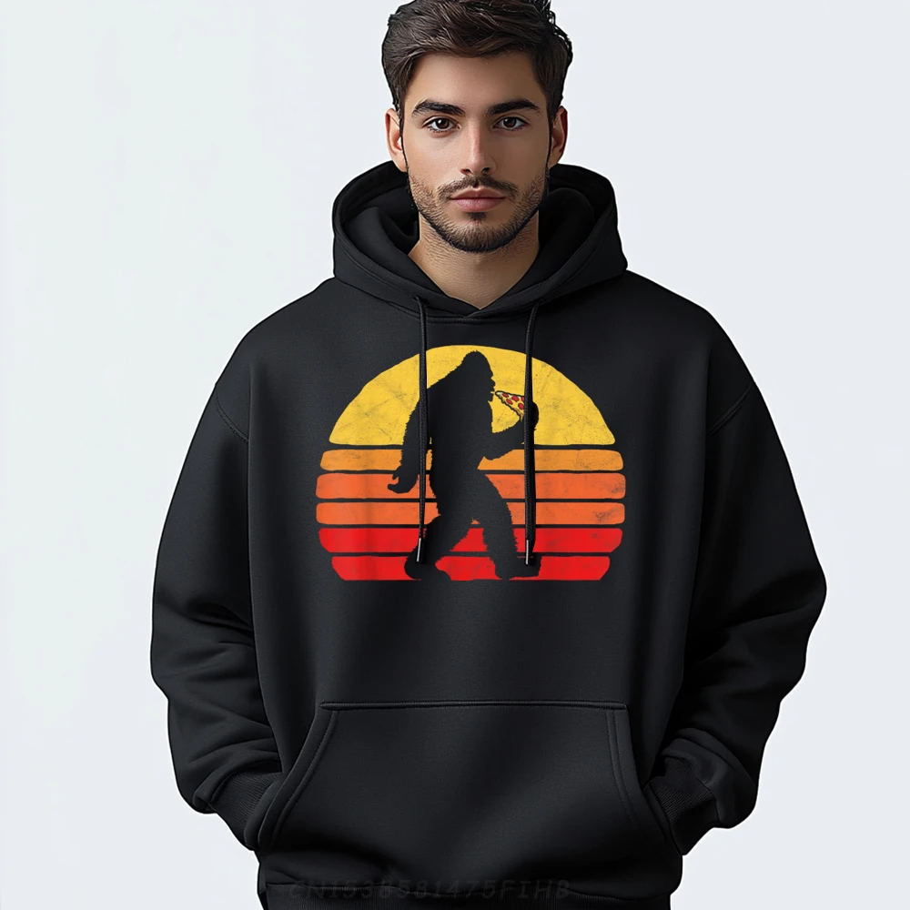 

Sasquatch And Pizza! Funny Eating Male Newest Summer Sweatshirt O-Neck Summer Hoodies Street Long Sleeve Hoodies