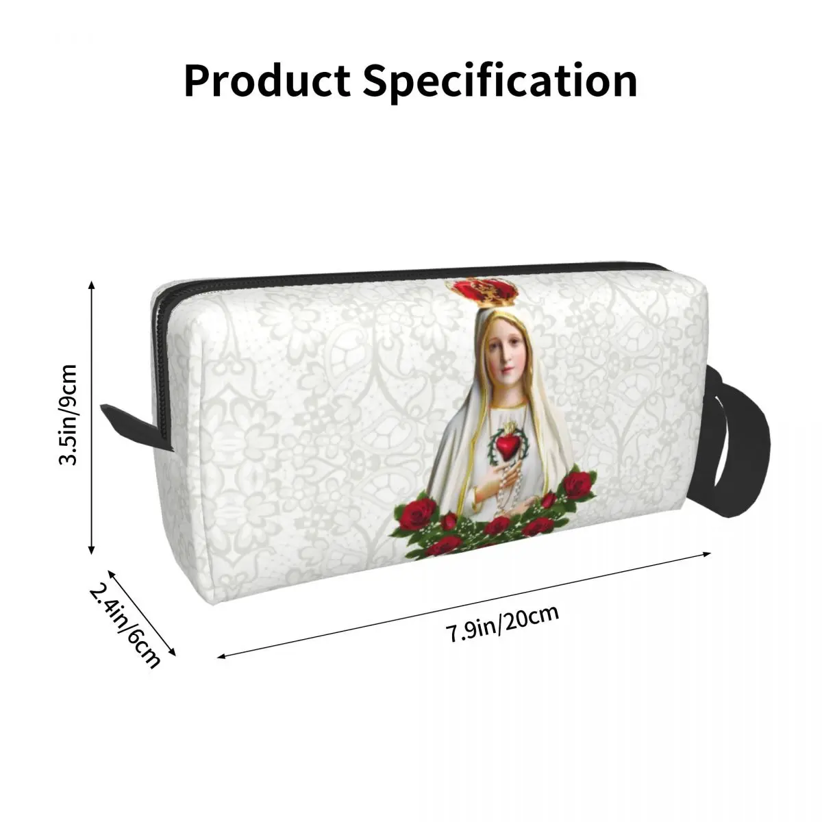 Custom Our Lady Of Fatima Virgin Mary Cosmetic Bag Portugal Rosary Catholic Toiletry Makeup Organizer Lady Beauty Storage Kit