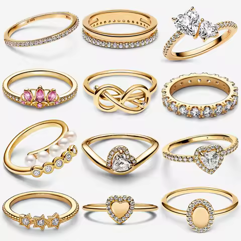 2026 New 925 Silver Sparkling Eternal Heart Shaped Wrong Circle Meteor Crown Ring Fashion DIY Charm Exquisite Jewelry Gift