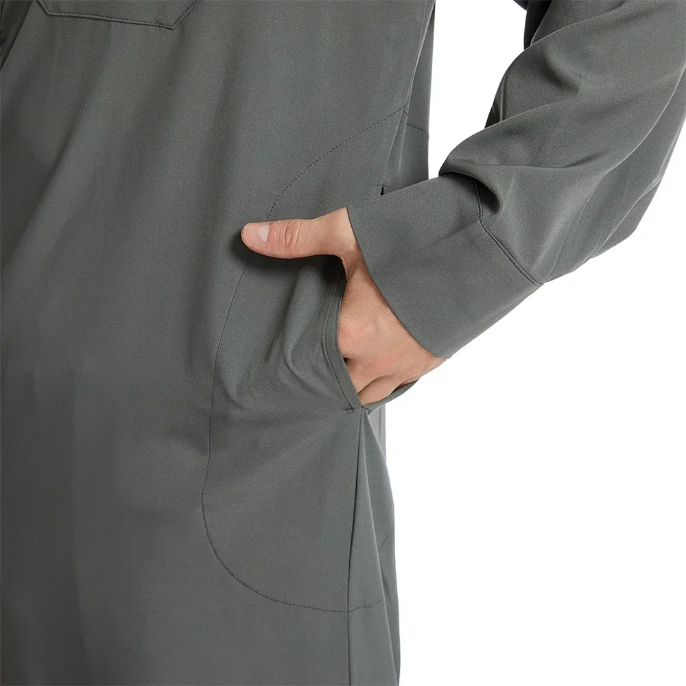 Bata árabe para hombre, vestido Maxi informal de manga larga con botones islámicos, ropa musulmana Ramadán Jubba Thobe Dubai Turquía Abaya Abayas caftán