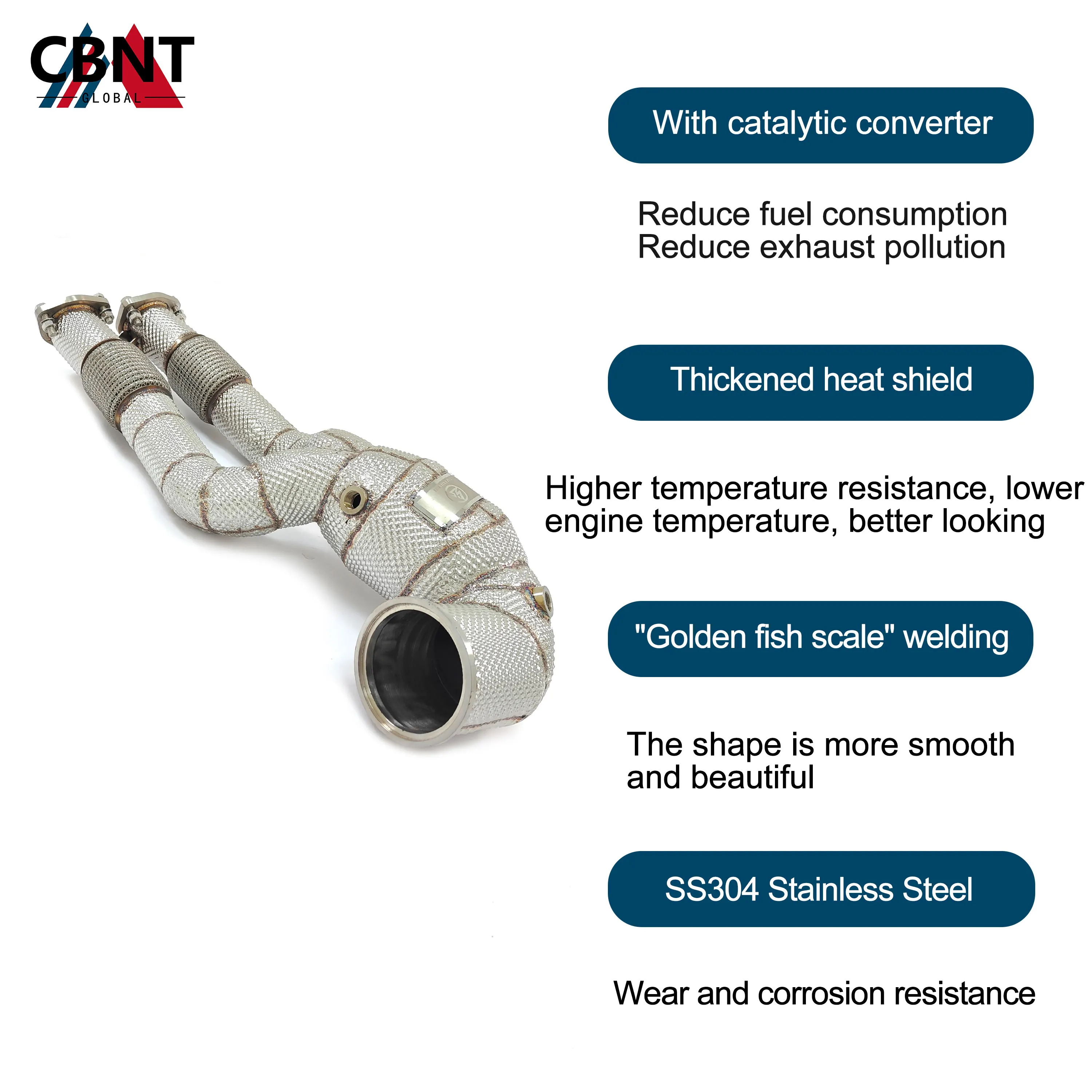 Header Knalpot CBNT untuk Audi RS3 RSQ3 TTRS 2.5T High Flow Catted/Catless Downpipe dengan Catalytic Converter Pipa Knalpot SS304