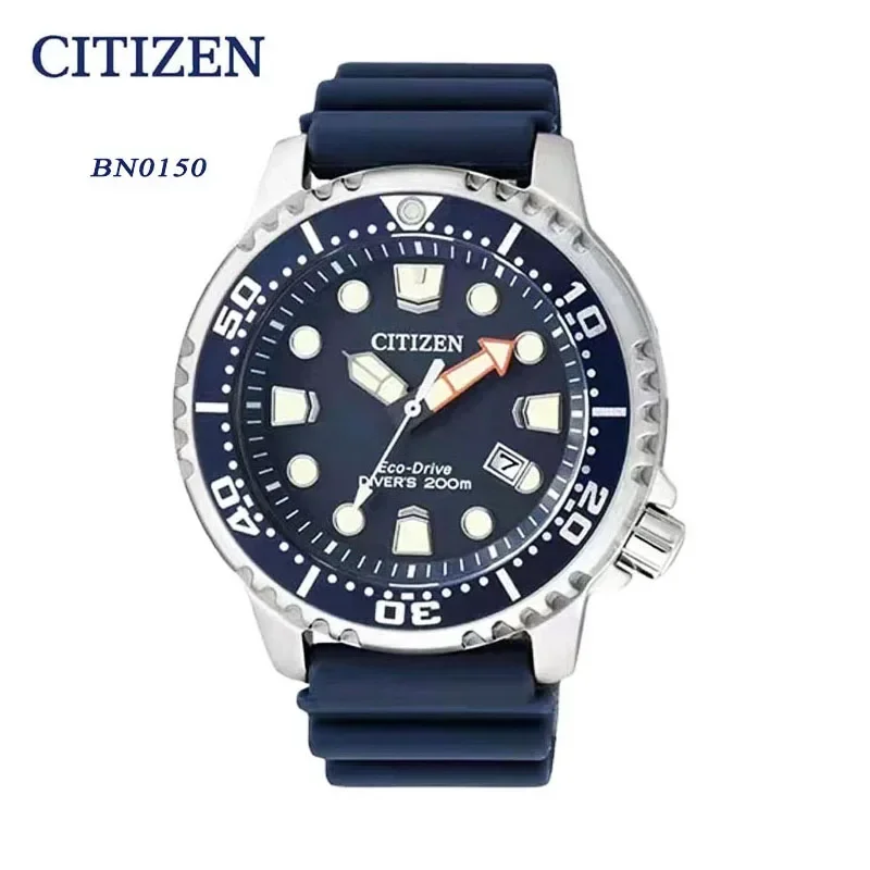 Citizen relógio masculino esportes ao ar livre luminoso à prova de choque aço inoxidável bn0150 eco-drive série preto casual dial relógios de quartzo