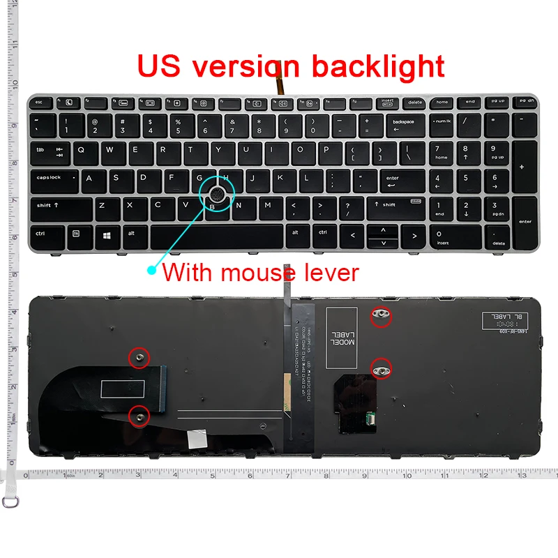 Imagem -03 - Teclado Portátil sem Retroiluminação sp us ru hp Elitebook 850 g3 850 g4 755 g3 Zbook 15u g3 g4 us Inglês