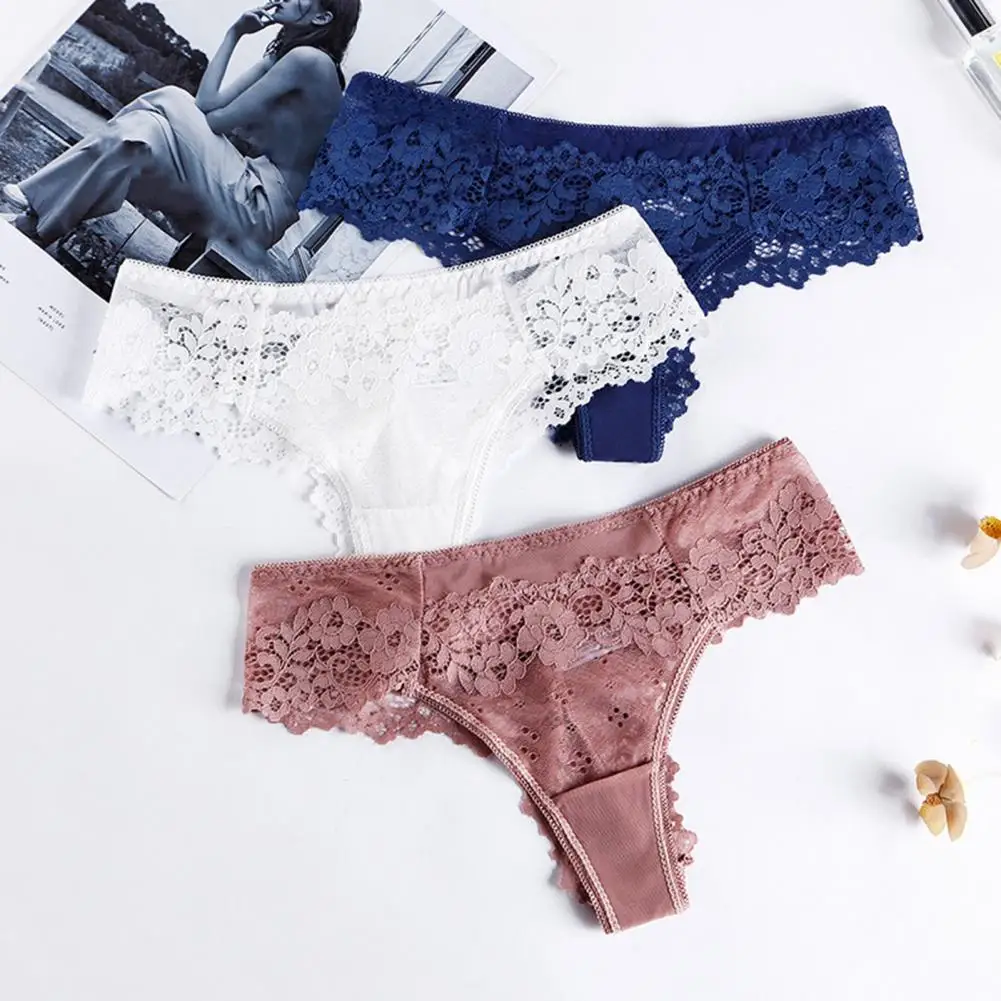 Sexy Cotton Lace Thong Women Solid Low Waist G-String Underwear Female Breathable Panties Intimates Lingerie