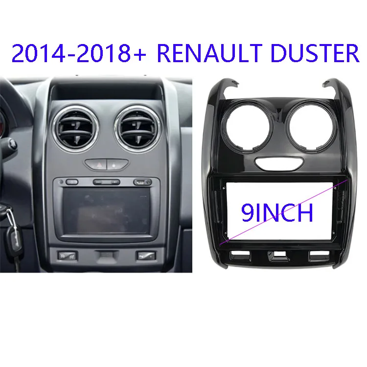 9INCH Car Radio  Plastic Fascia Panel Frame for RENAULT Duster 2014~2018 Dash Mount Kit