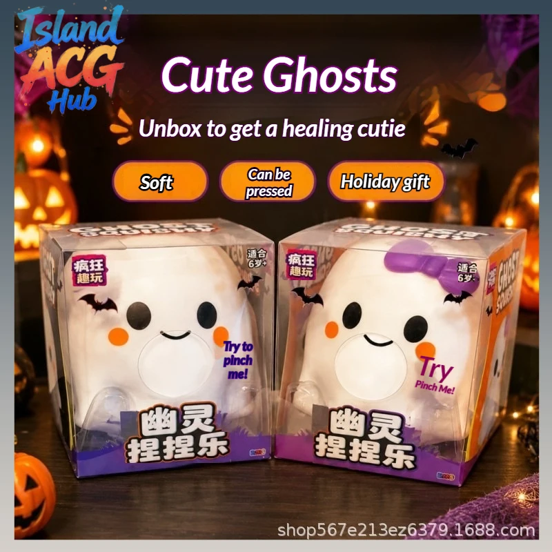 New Halloween Ghost Slow Rebound Squishy Vent Stress Relief Squeeze Fidget Toy Spooky Desktop Novelty Gift For Teens And Adults
