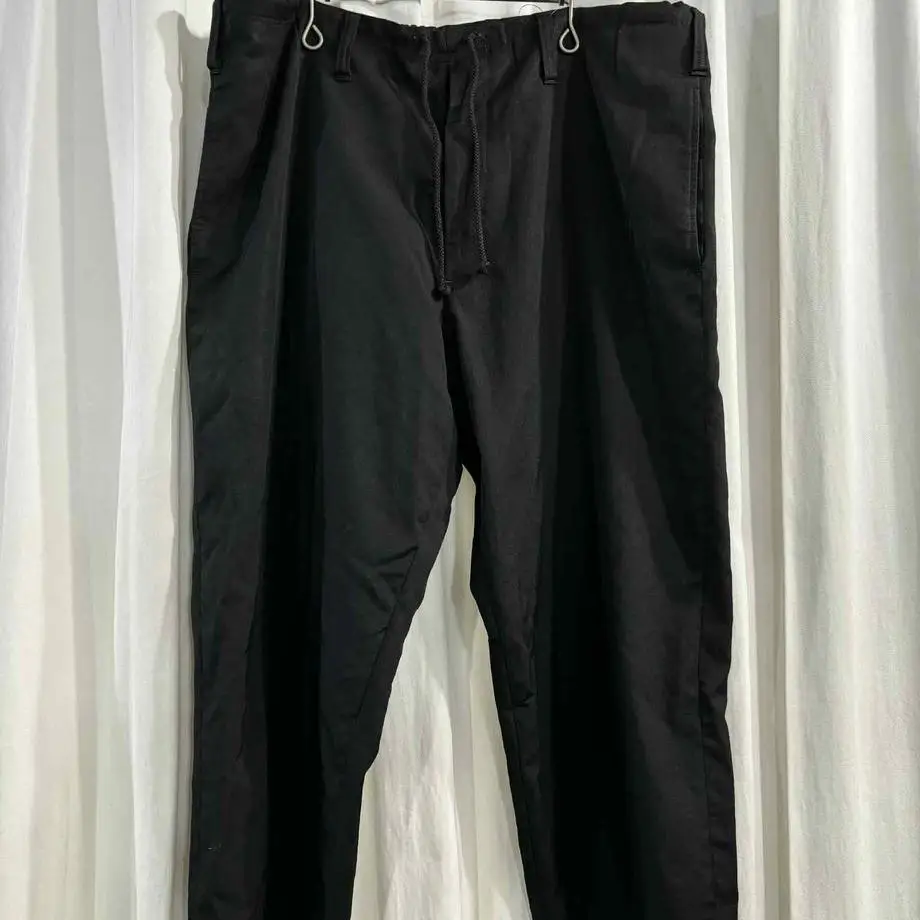 TOP-YAMAMOTO ® Workwear-style black multi-pocket casual pants for men - straight fit, loose and soft fabric long pants