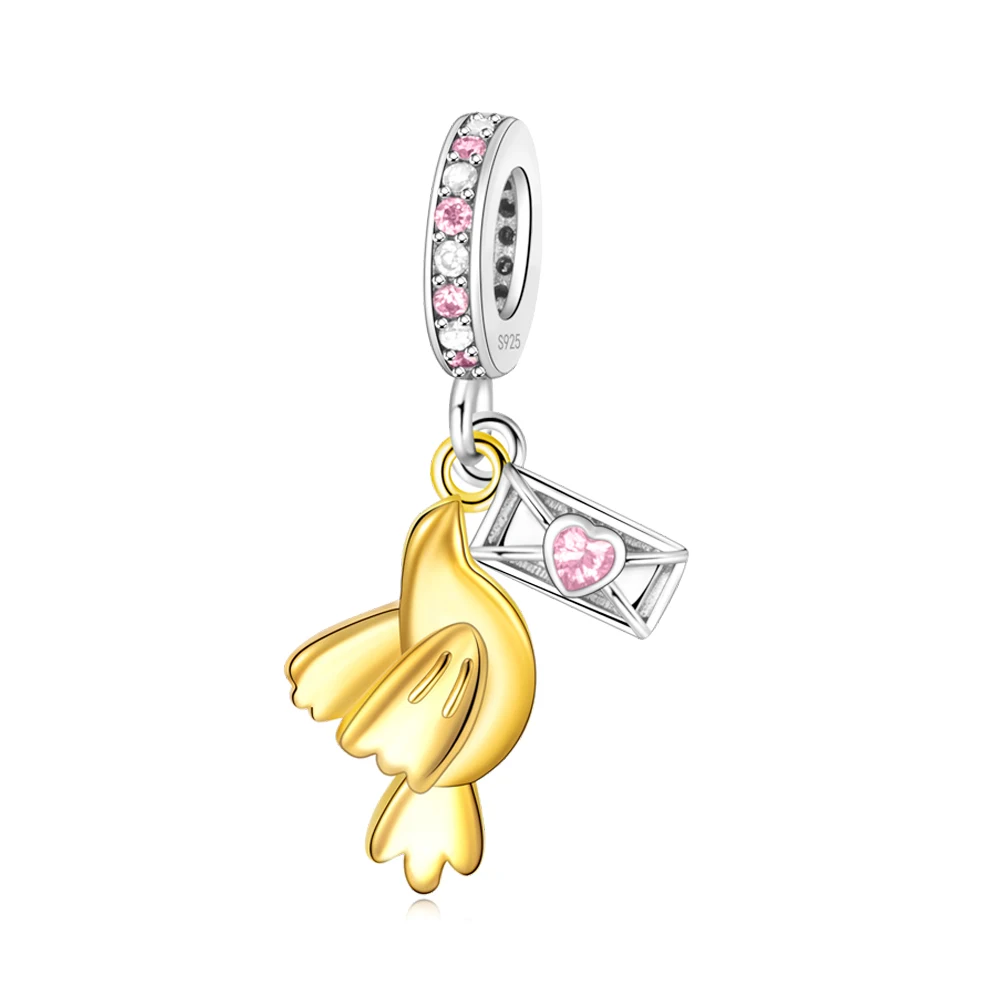 

Pan Charms Original Flying Doves Convey Love Dangle Charm Bracelet Pendant Jewelry