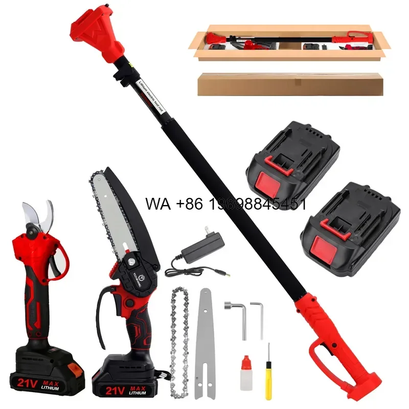Wmwmnu 3 in 1 Powered Cordless Chainsaw Pruning Shears with Extendable Telescopic Pole for Garden Tree