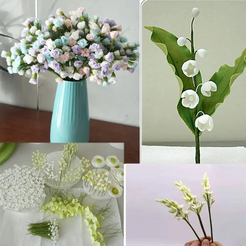 100Pcs 40cm Floral Wire Stems Paper Covered Iron Wire Paper Floral Wire DIY Crafts Flower Making Accessory Home Decor
