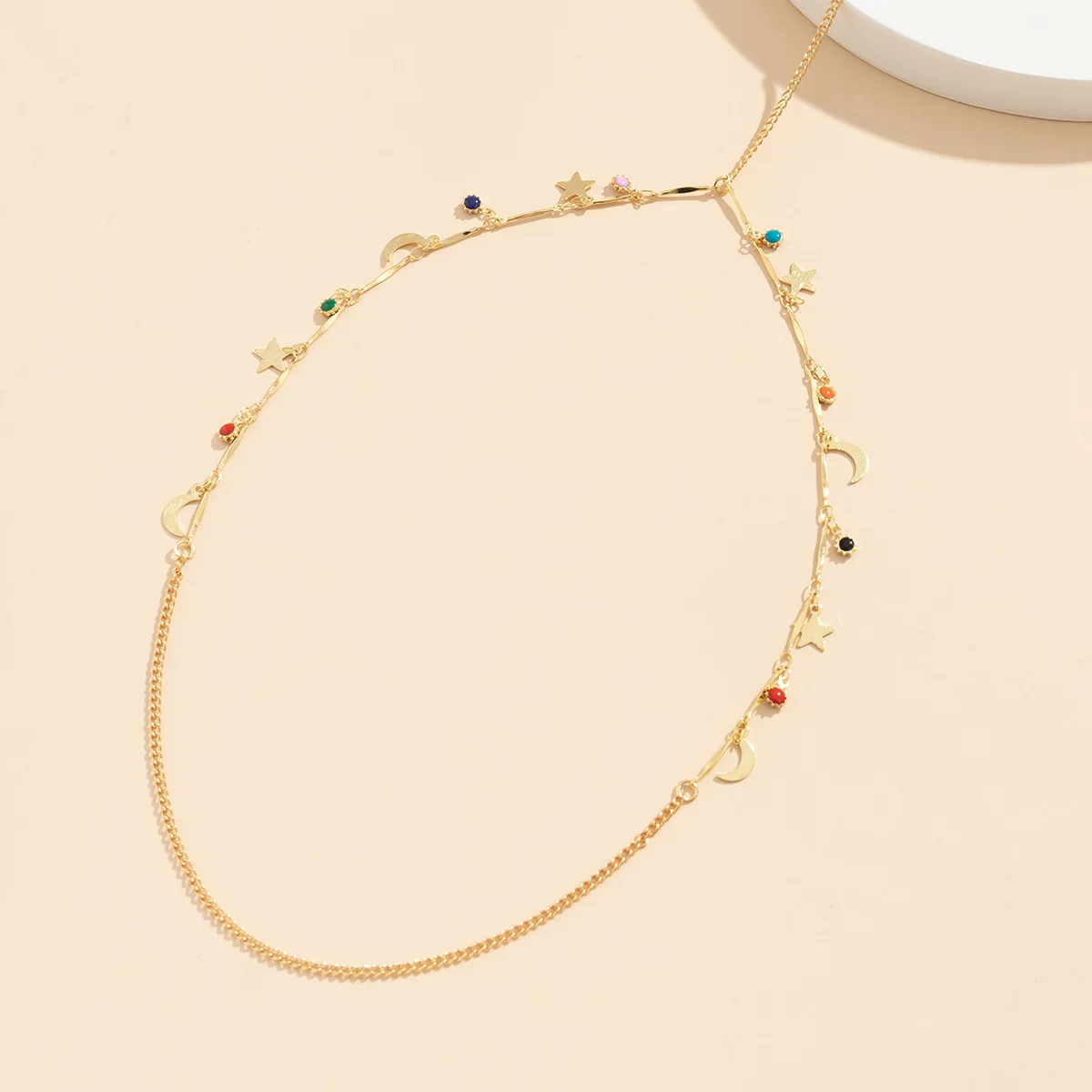 

Body Chain Star Moon Enamel Alloy Double Layer Tassel Thigh Chain Sexy Night Club Adjustable Rose Gold Tone Premium Sturdy