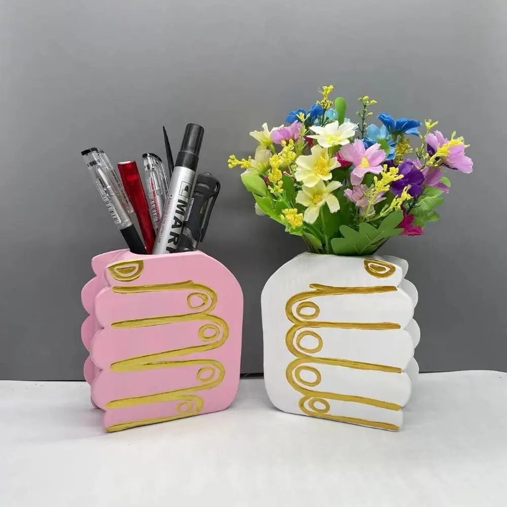 Creative Decorative Hand Shaped Vase ​ Handicraft Unique Resin Vase Delicate Pen Holder Ornament Flower Arrangement