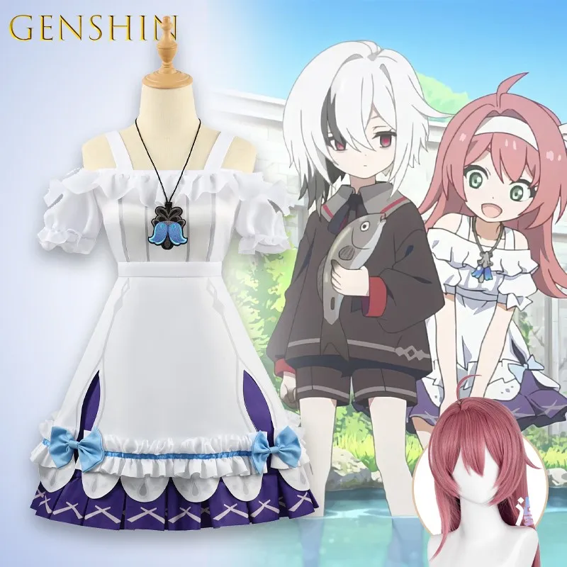 BGenshin Impact Young Arlecchino The Knave Pulcinella Kreideprinz двойной костюм для косплея, комплект Fatui Harbinger Era, наряд на Хэллоуин