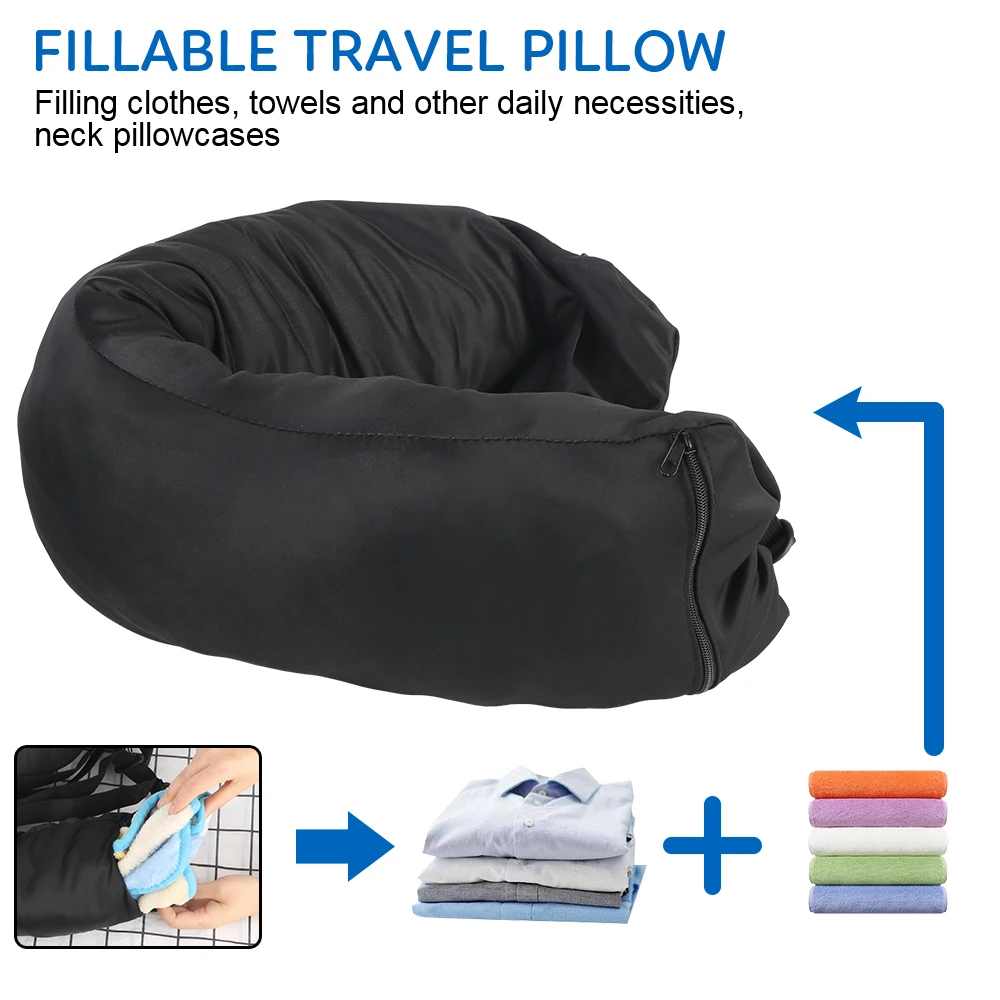 Soft Tube Neck Pillow Travel Neck Pillowcase Packable Portable U Shaped Pillow Fillable Clothes Neck Pillows