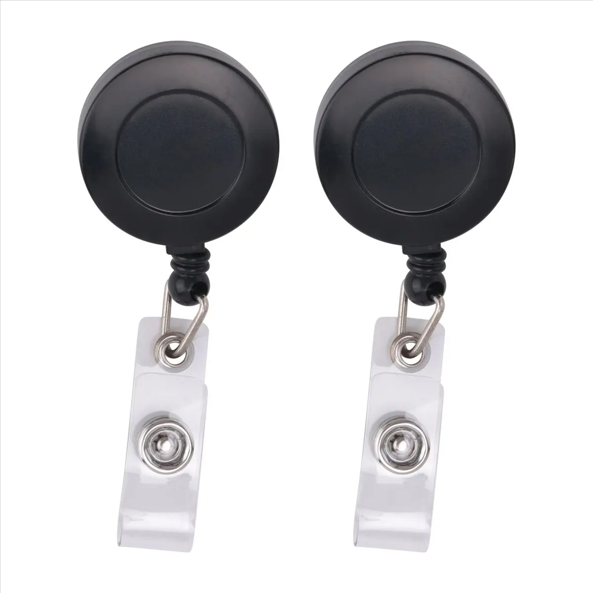 REST 2 Pack - Retractable ID Name Badge Holder Reels with Swivel Alligator Clip (Black)
