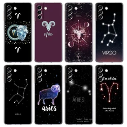 Constellation Virgo Aries Transparent Cover for Samsung Galaxy S24 S23 S22 S20 S21 FE Ultra S24 S23 S10 S10E S9 Plus Phone Case