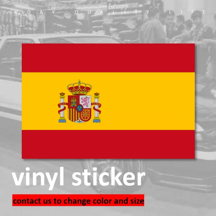 Spain Coat or Arms National Flag Car Sticker Vinyl Waterproof Weatherproof Windshield Truck Garage 10 Fsst