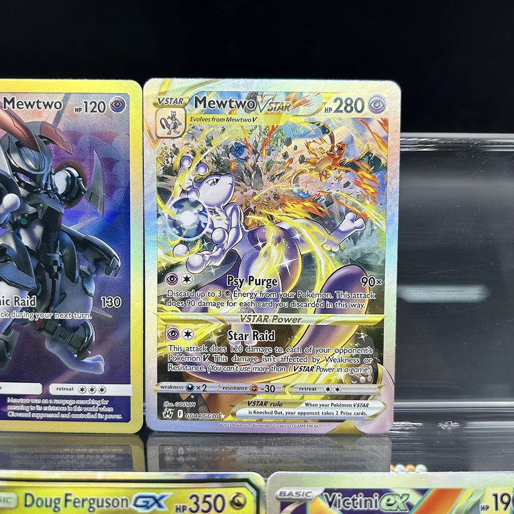 DIY PTCG-verzamelkaart Mewtwo Vstar GG044/GG70 Crown Zenith: Galarische galerij Holo TCG-foliekaart Brekingskleur Flash-geschenken