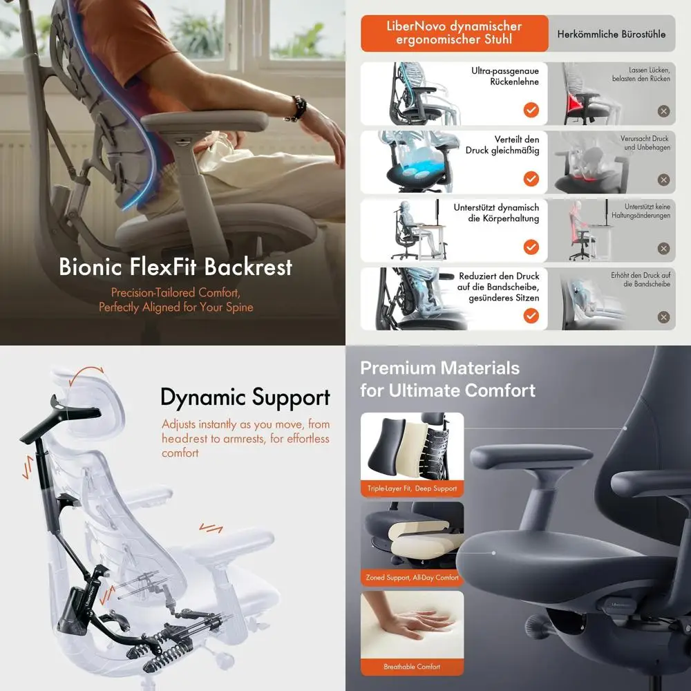 

Ergonomic Office Chair with Lumbar Support, 160° Recline and Built-in Spine Stretch, Black + 48cm Footrest