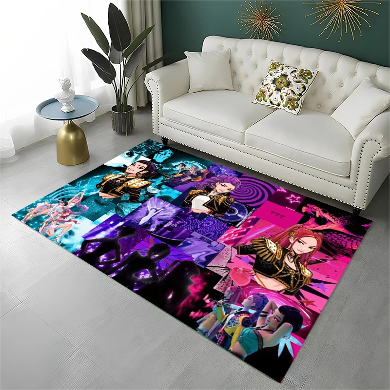 KPop D-Demon H-Hunters S-Saja Cartoon Non-Slip Area Rug for Living Room Bedroom Playroom,Carpet Floor Mat for Home Decor Holiday