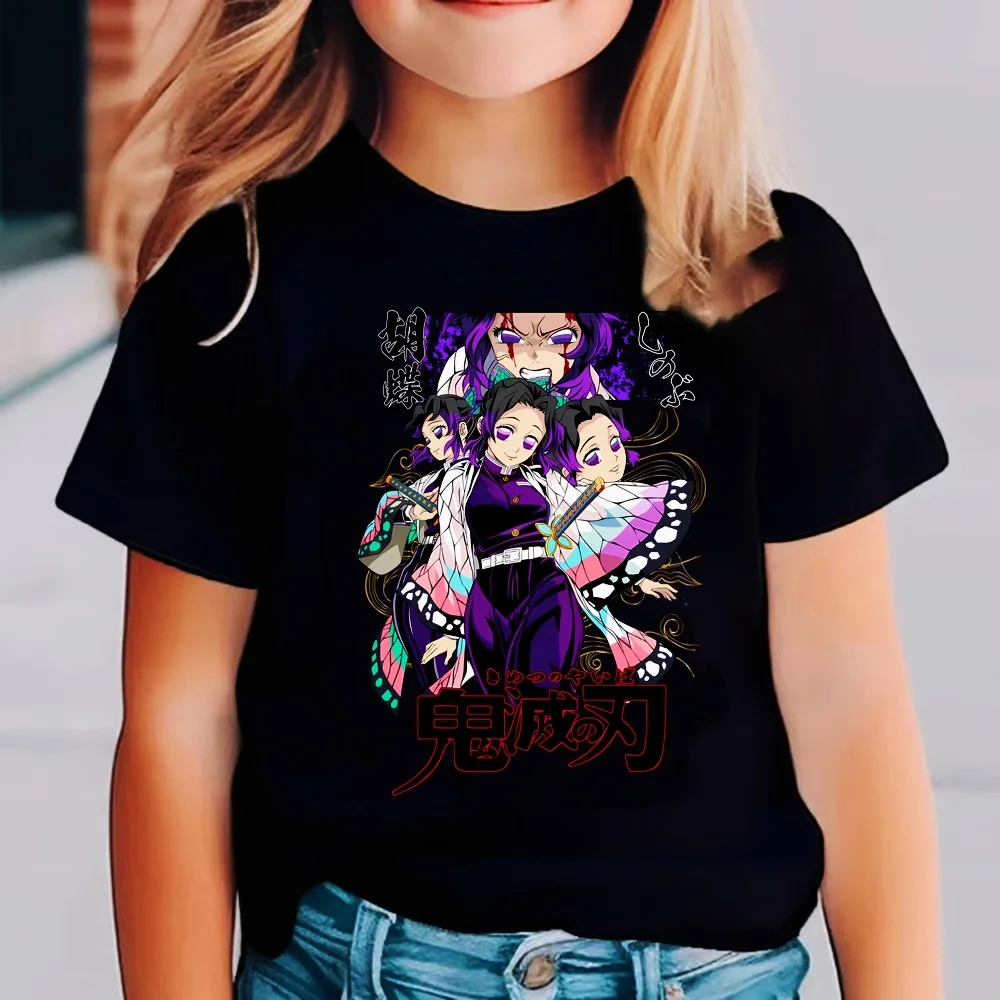 شيطان القاتل الأطفال أنيمي الكرتون قصيرة الأكمام الرجال النساء الفتيان الفتيات الصيف Kimetsu No Yaiba ملابس الاطفال الهدايا