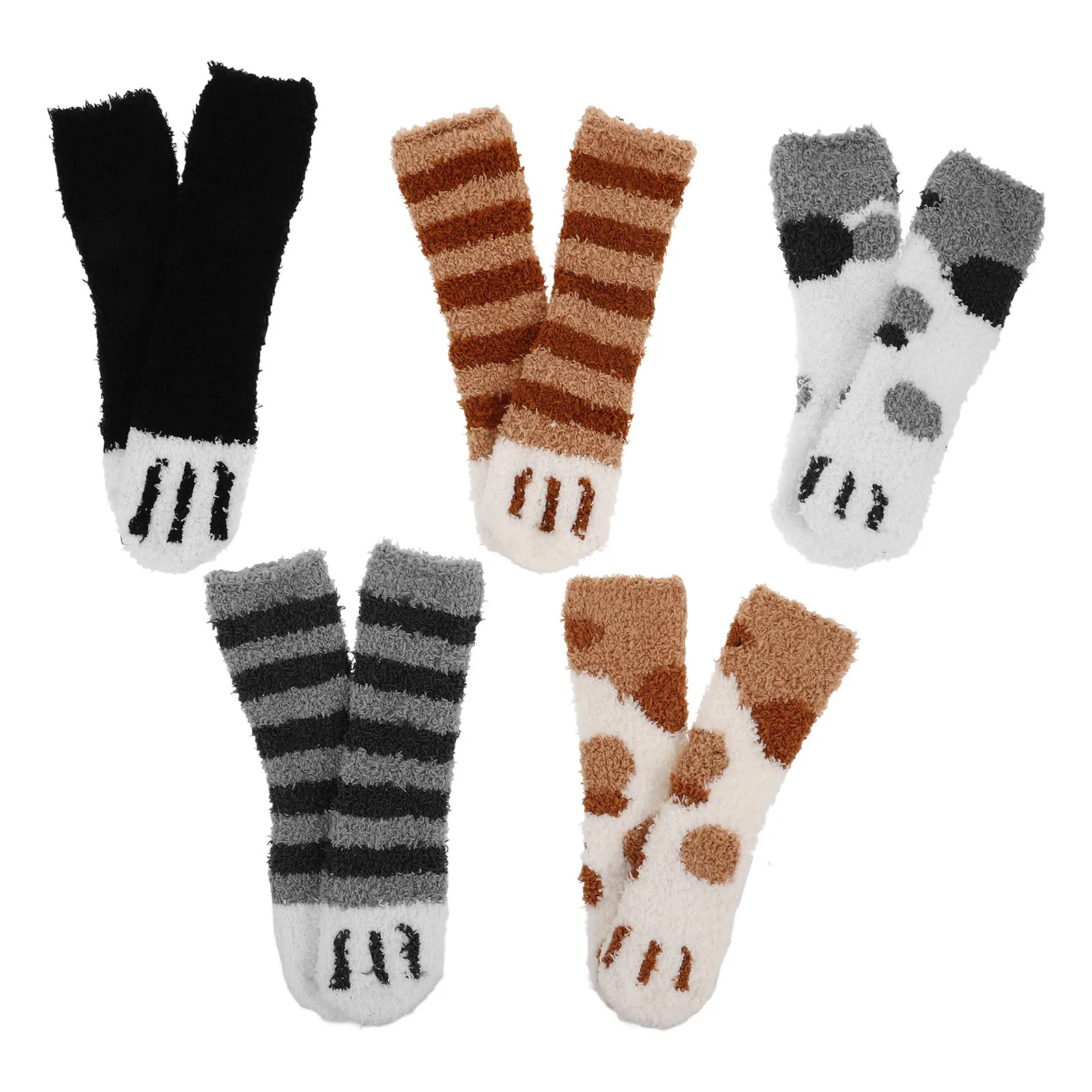 5 Par Dziecięcych Podkolanówek z Polaru Koralowego, Ciepłe Zimowe Podkolanówki, Miękkie Elastyczne Dziecięce Skarpetki, Modne