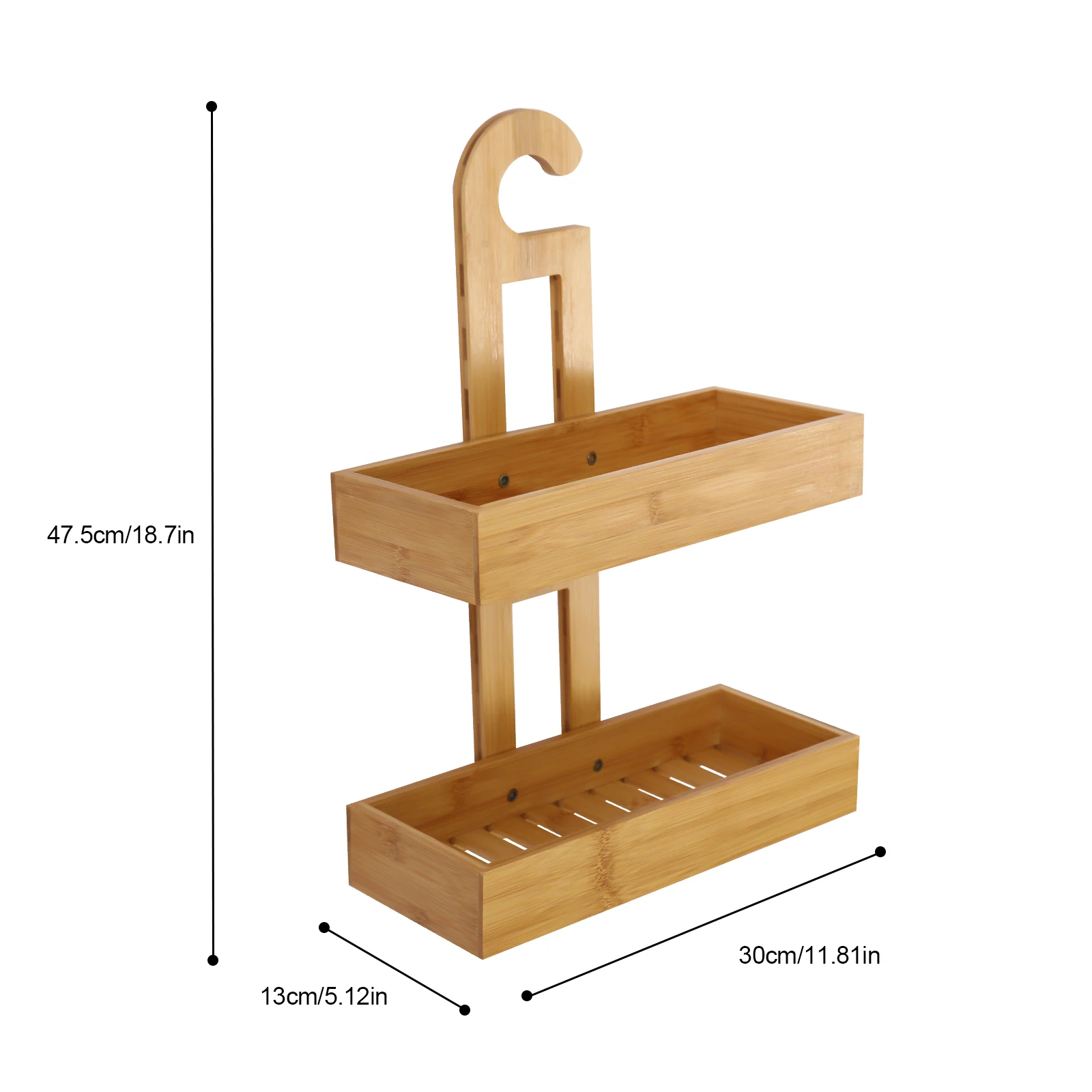 Bamboo Hanging Shower Caddy, Natural & Waterproof Bamboo Shower Rack w