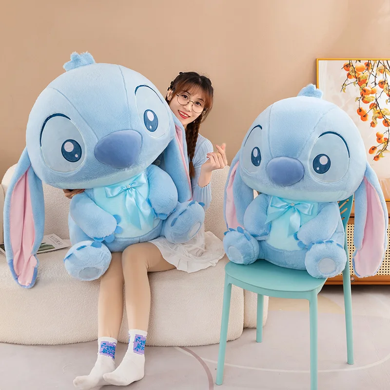 Disney Lilo & Stitch Plüschtiere, blaue Fliege, Kawaii-Anime-Plüschpuppen, Stitch, weich gefüllt, 25–85 cm, Geburtstagsgeschenke für Kinder