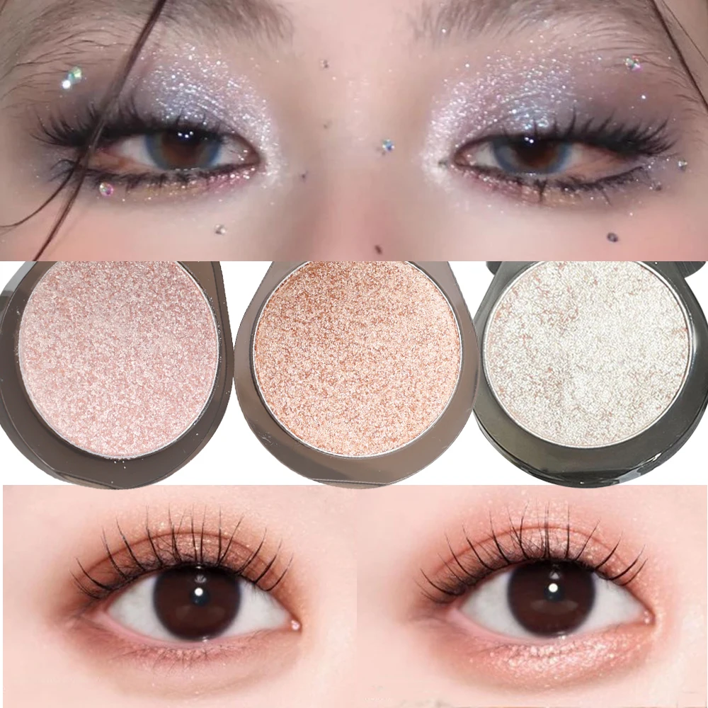 Monochrome Lidschatten rauchige Kartoffel püree funkeln Lidschatten Silber Glitter Perl glanz lang anhaltende wasserdichte Augen Make-up