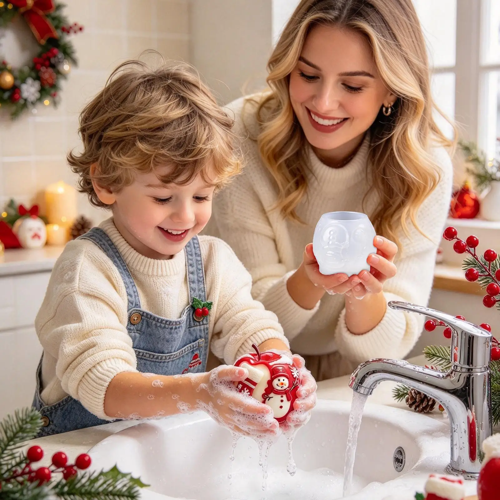 Christmas Silicone Molds 3D Fruit Shape Sculpture Mould Christmas Theme Candle Mold For Holiday Soap Chocolates Epoxy Resin