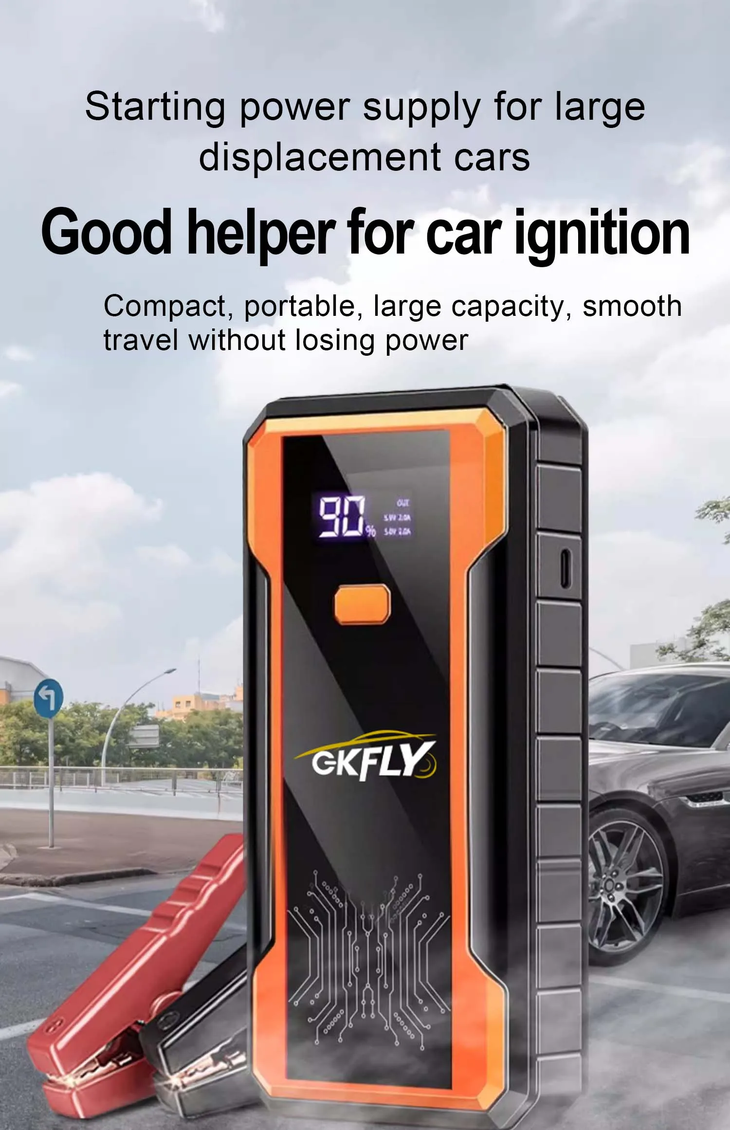 GKFLY 4000A Starthilfe-Powerbank, Auto-Starthilfe, Externer Akku, 12V Startgerät für Benzin- und Dieselmotoren – Detail 1