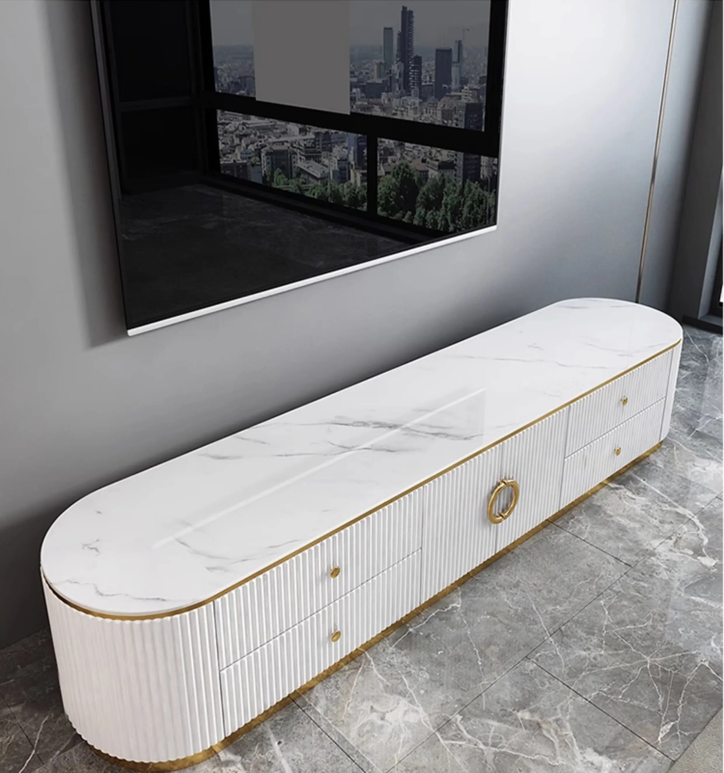 Modern Luxury TV Stand for Villa Hotel Home Apartment with Panel Wood Style for Living Room Furniture