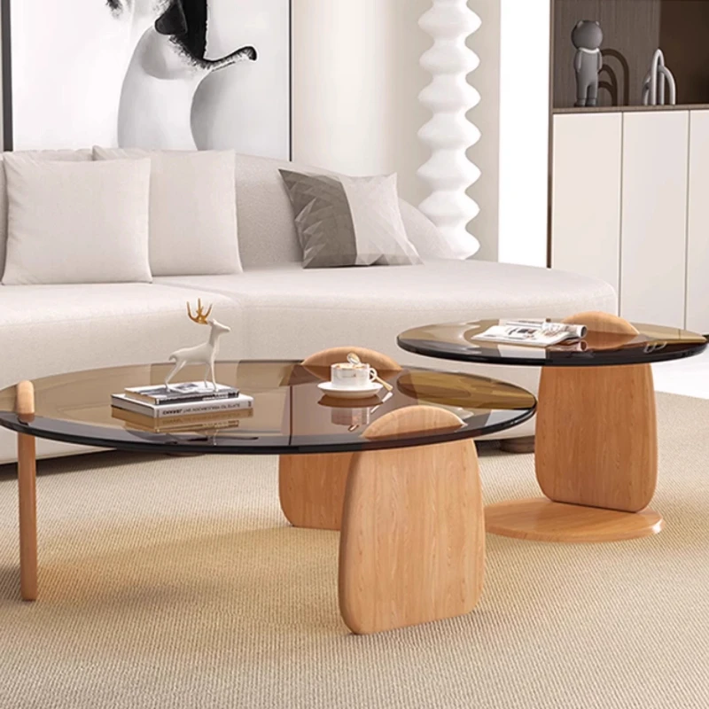 Round Center Table Glass Aesthetic Room Furniture Corner Tables Side Home Coffee Living Low Hospitality Tisch Hall Luxury image 6