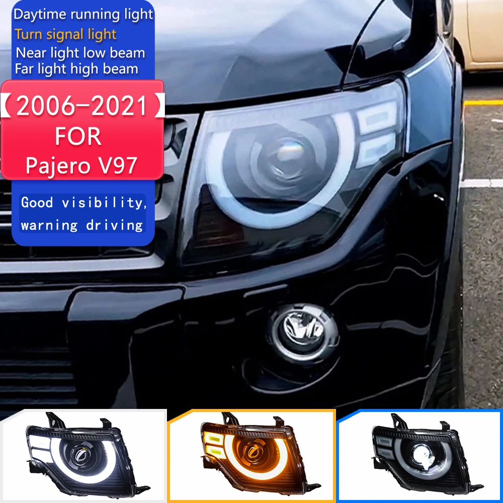 

Стайлинг автомобиля для фар Pajero V97 2006-2021 V93, светодиодные фары Montero V87 V95, динамический сигнал, анимация, аксессуары для DRL