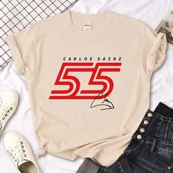 100% Cotton Carlos Sainz T Shirt Graphic Print Women Clothes Girl Tops Summer T-Shirt Casual Oversized Unisex Tees Men Clothing